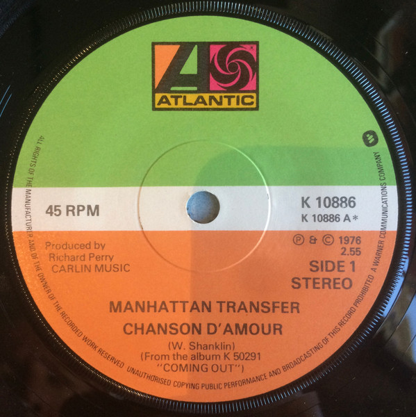 Manhattan Transfer - Chanson D'Amour - Used Vinyl Record 7" image 3