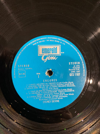 Sydney Devine - Encores - Used Vinyl Record image 2