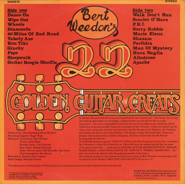 Bert Weedon - 's 22 Golden Guitar Greats - Used Vinyl Record image 2