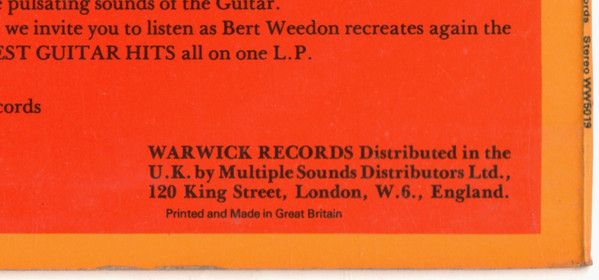 Bert Weedon - 's 22 Golden Guitar Greats - Used Vinyl Record image 3