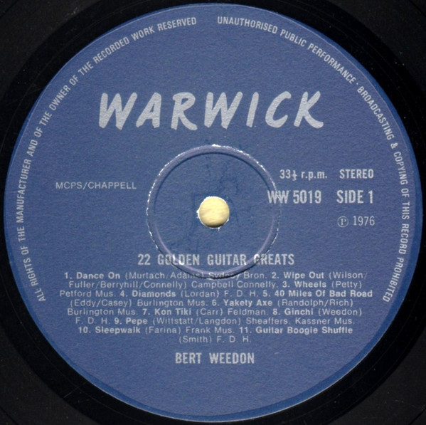 Bert Weedon - 's 22 Golden Guitar Greats - Used Vinyl Record image 4
