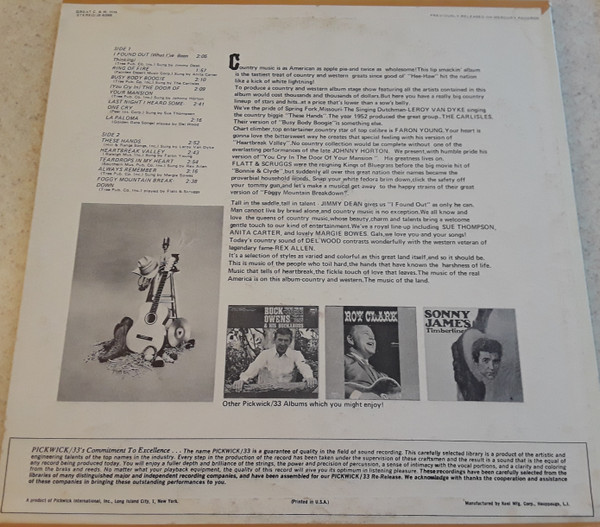 Various - Great Country And Western Hits - Used Vinyl Record image 2