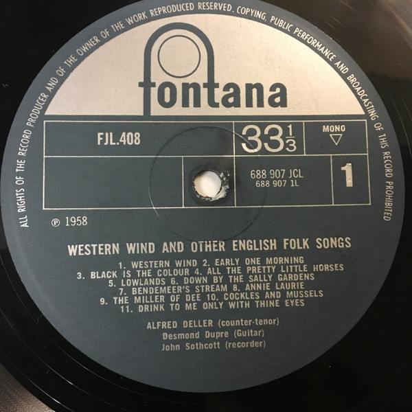 Alfred Deller - Western Wind And Other English Folk Songs And Ballad image 3