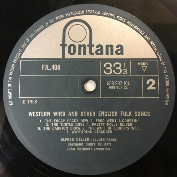 Alfred Deller - Western Wind And Other English Folk Songs And Ballad image 4