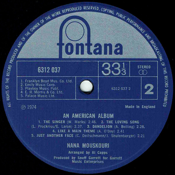 Nana Mouskouri - An American Album - Used Vinyl Record image 4