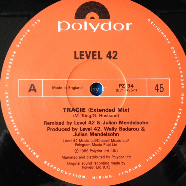 Level 42 - Tracie - Used Vinyl Record 12" image 3
