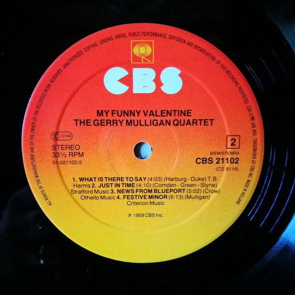 Gerry Mulligan Quart - My Funny Valentine - Used Vinyl Record image 4