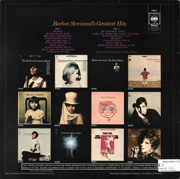 Barbra Streisand - 's Greatest Hits - Used Vinyl Record image 2