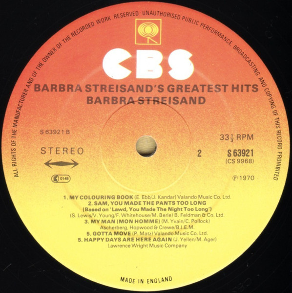 Barbra Streisand - 's Greatest Hits - Used Vinyl Record image 4
