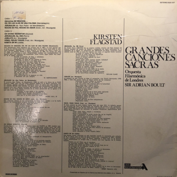 Kirsten Flagstad - Grandes Canciones Sacras - Used Vinyl Record image 2