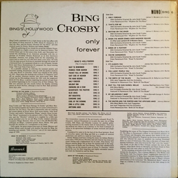 Bing Crosby - Only Forever - Used Vinyl Record image 2