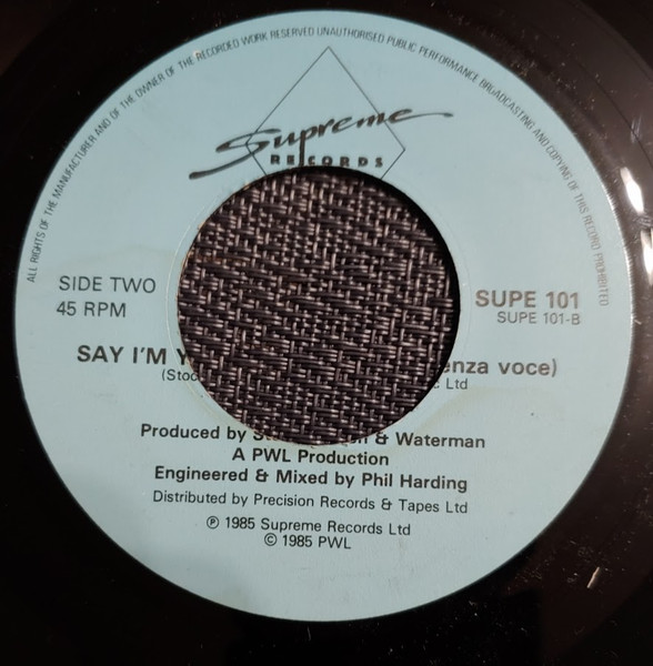 Princess - Say I'm Your No. 1 - Used Vinyl Record 7" image 2