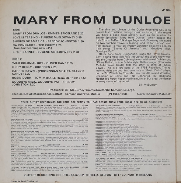 Various - Mary From Dunloe & Other Folk Hits - Used Vinyl Record image 2