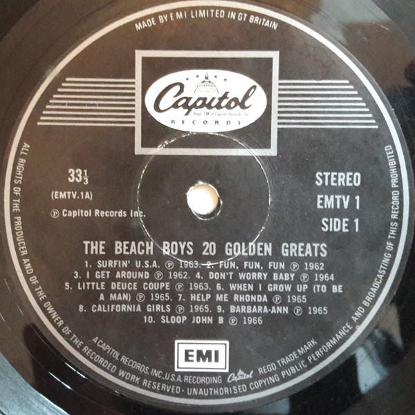Beach Boys - 20 Golden Greats - Used Vinyl Record image 3