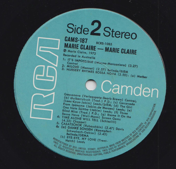 Marie-Claire - Used Vinyl Record image 3