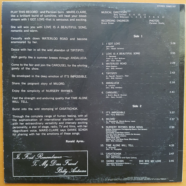 Marie-Claire - Used Vinyl Record image 4