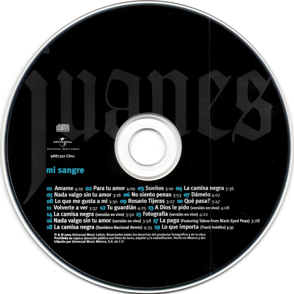Juanes - Mi Sangre (Tour Edition) - Used CD image 3