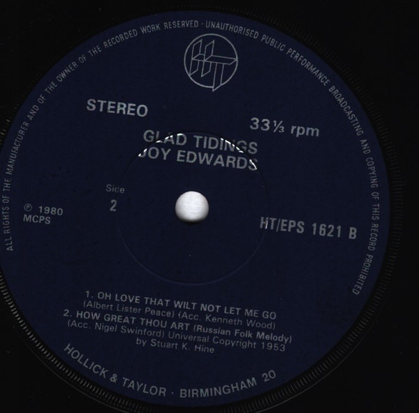 Joy Edwards - Joy Sings Glad Tidings - Used Vinyl Record 7" image 4
