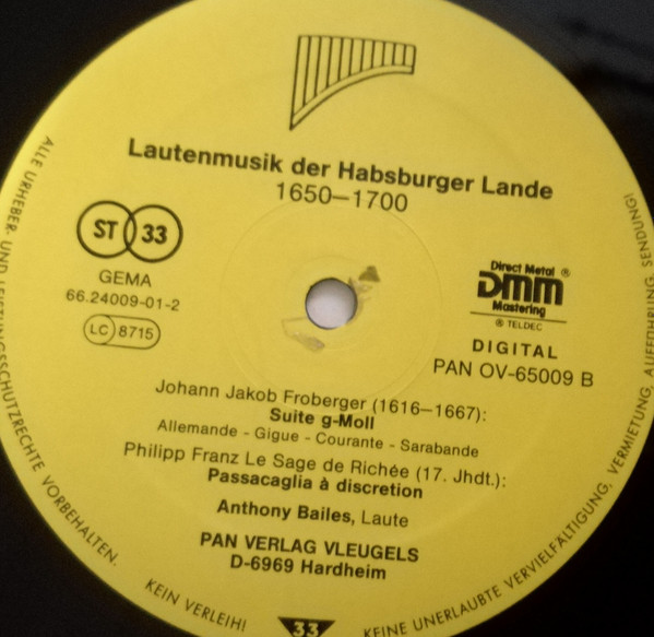 Anthony Bailes - Lautenmusik Der Habsburgischen Lande - Used Vinyl R image 4