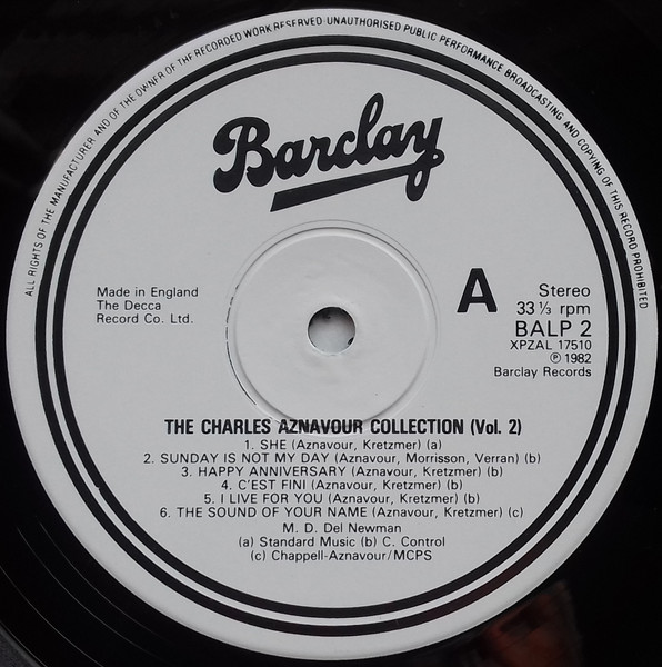 Charles Aznavour - Collection Vol. II - Used Vinyl Record image 3