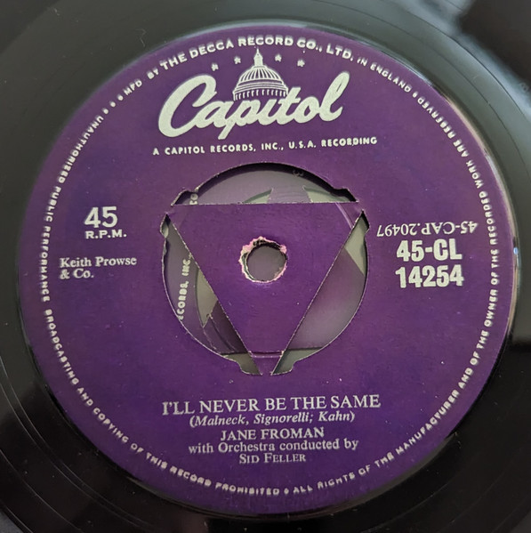 Jane Froman - I Wonder - Used Vinyl Record 7" image 2