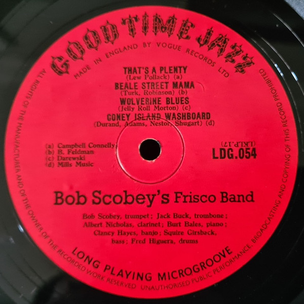 Bob Scobey's Frisco - Good Time Jazz Scobey No.1 - Used Vinyl Record image 3