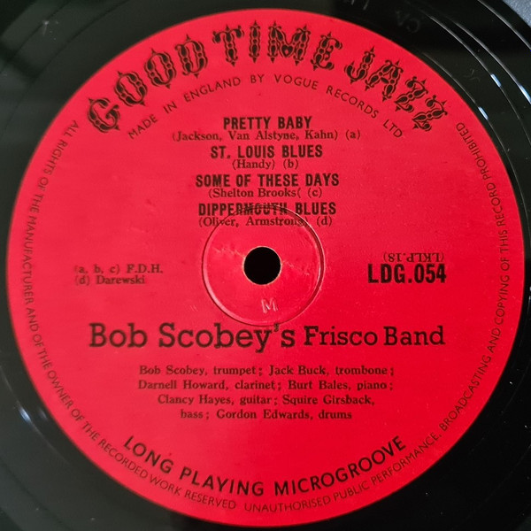 Bob Scobey's Frisco - Good Time Jazz Scobey No.1 - Used Vinyl Record image 4