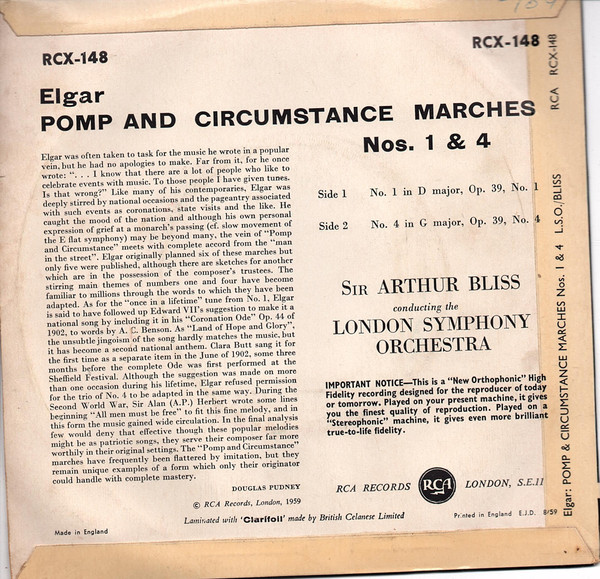 Sir Edward Elgar - Pomp And Circumstance Marches Nos. 1 And 4 - Used image 2