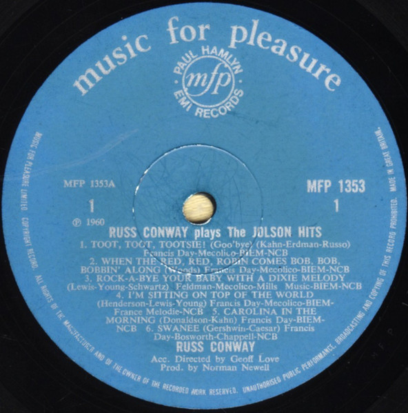 Russ Conway - Plays Jolson Hits - Used Vinyl Record image 3