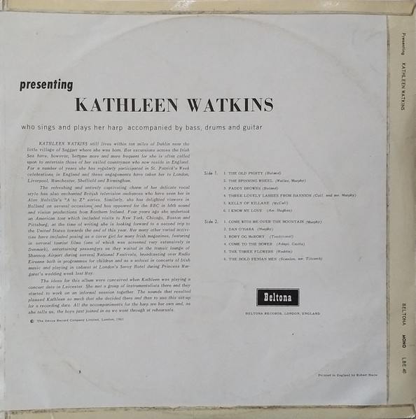 Kathleen Watkins - Presenting - Used Vinyl Record image 2