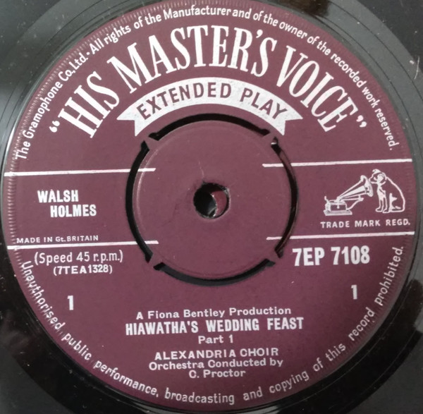 Alexandra Choir - Hiawatha - Used Vinyl Record 7" image 3