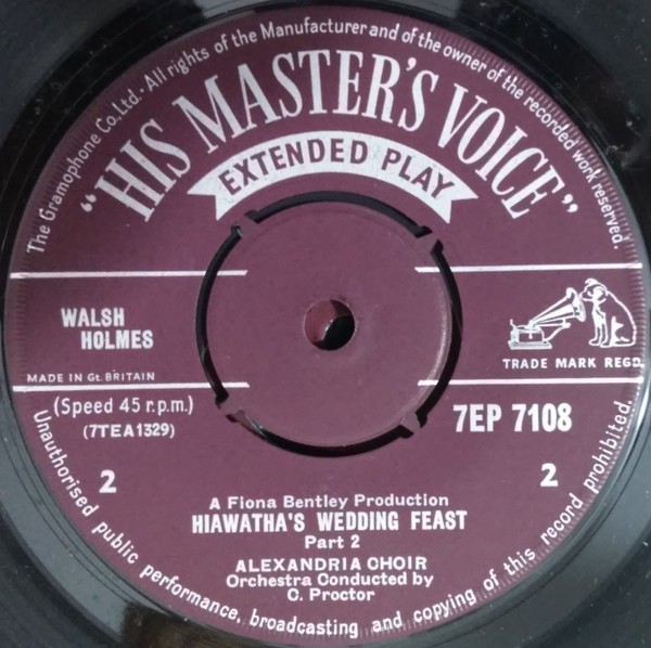 Alexandra Choir - Hiawatha - Used Vinyl Record 7" image 4
