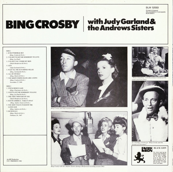Bing Crosby - With Judy Garland & The Andrews Sisters - Used Vinyl Re image 2