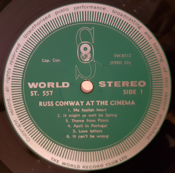 Russ Conway - At The Cinema - Used Vinyl Record image 4