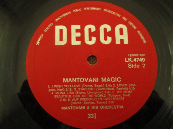 Mantovani And His Or - Mantovani Magic - Used Vinyl Record image 4