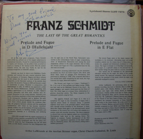 Arthur LaMirande - The Last Of The Great Romantics - Vinyl Record image 2