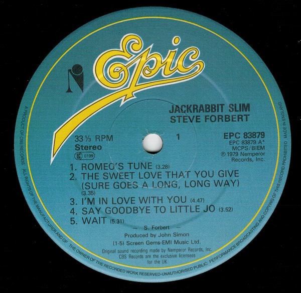 Steve Forbert - Jackrabbit Slim - Used Vinyl Record image 4