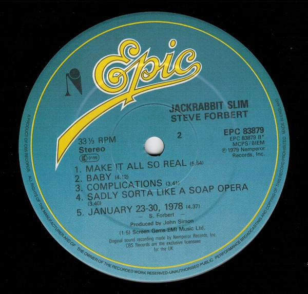 Steve Forbert - Jackrabbit Slim - Used Vinyl Record image 5