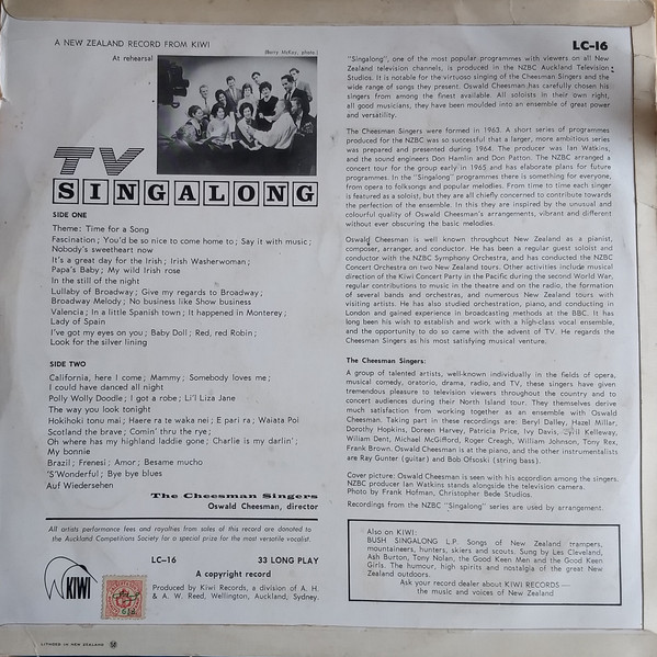 Cheesman Singers - TV Singalong - Used Vinyl Record image 2