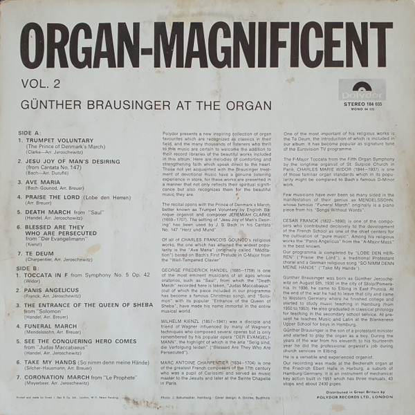 Gunther Brausinger - Organ Magnificent Vol. II - Used Vinyl Record image 2
