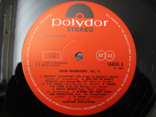 Gunther Brausinger - Organ Magnificent Vol. II - Used Vinyl Record image 3