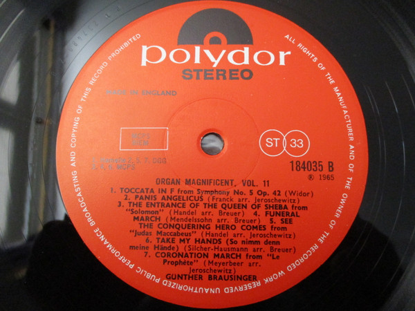 Gunther Brausinger - Organ Magnificent Vol. II - Used Vinyl Record image 4