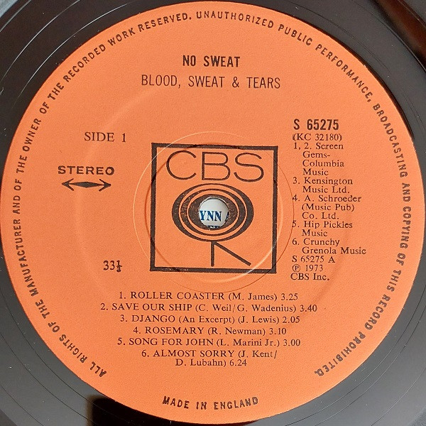 Blood - No Sweat - Used Vinyl Record image 6