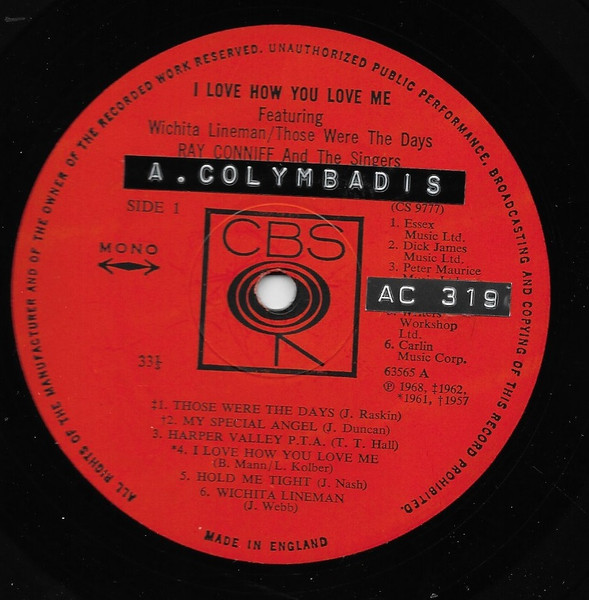 Ray Conniff And The - I Love How You Love Me - Used Vinyl Record image 3