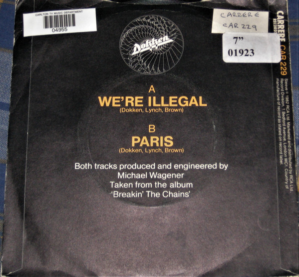 Dokken - We're Illegal - Used Vinyl Record 7" image 2