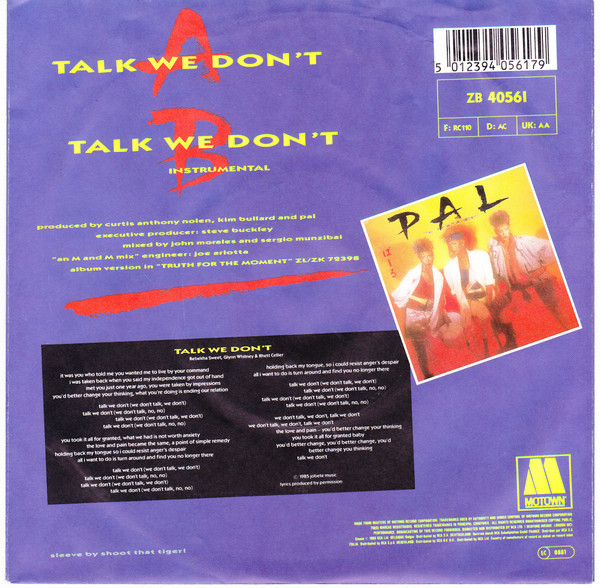 Pal - Talk We Don't - Used Vinyl Record 7" image 2