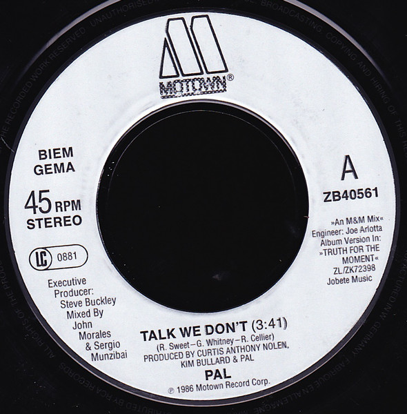 Pal - Talk We Don't - Used Vinyl Record 7" image 3