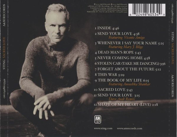 Sting - Sacred Love - Used CD image 2