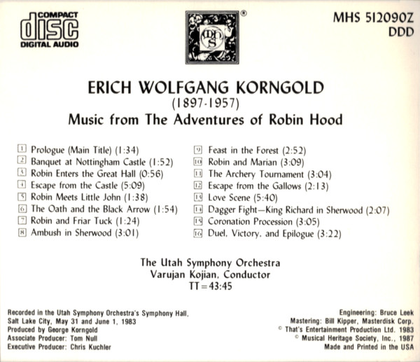 Erich Wolfgang Korng - Music From The Adventures Of Robin Hood - Used image 2