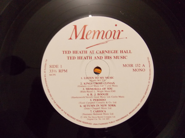 Ted Heath - At Carnegie Hall - Used Vinyl Record image 3